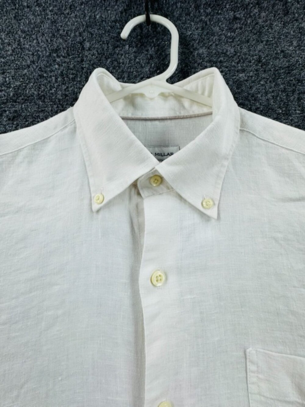 Peter Millar Medium Men White Button-Down Long Sleeve Shirt Pocket Golf Solid